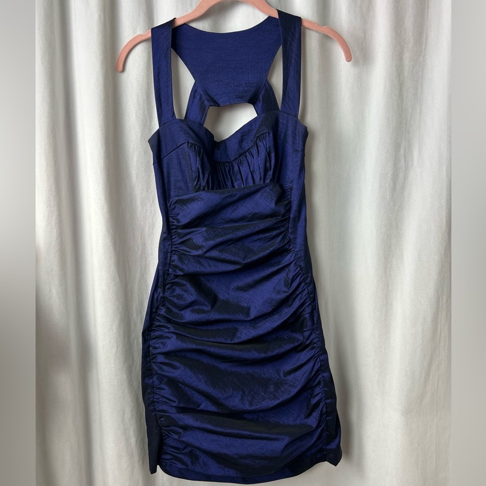 Vintage Cache Y2K satin vibrant purple bodycon prom mini dress mobwife hoco